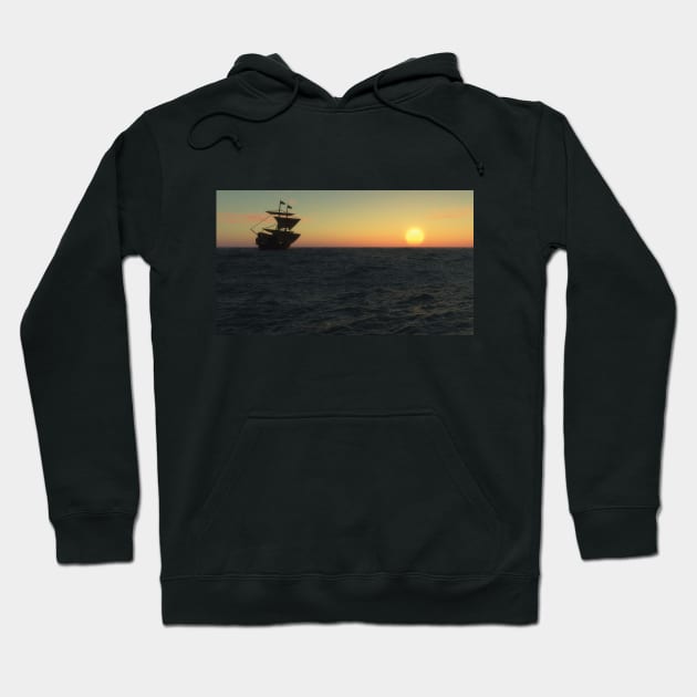 Sunset Sailors,Treasures of the Seven Seas Hoodie by Ryan Rad